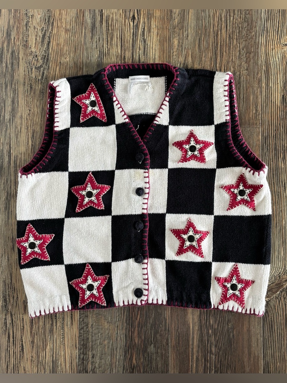 Christopher & Banks Hand Embroidered Patriotic 4th of July Vest NO SIZE 21” P2P